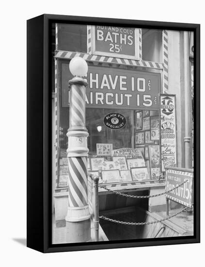 Barber Shop in the Bowery-null-Framed Stretched Canvas