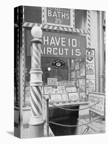 Barber Shop in the Bowery-null-Stretched Canvas