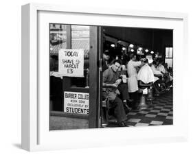 Barbershop at Down Town Hair School-Alfred Eisenstaedt-Framed Photographic Print