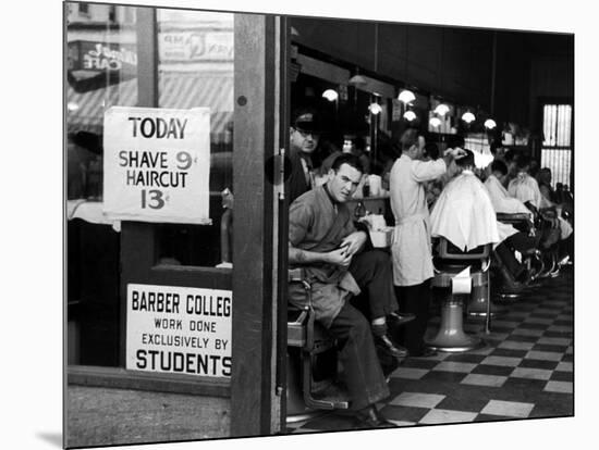 Barbershop at Down Town Hair School-Alfred Eisenstaedt-Mounted Photographic Print