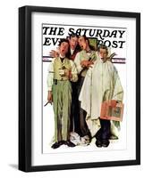 "Barbershop Quartet" Saturday Evening Post Cover, September 26,1936-Norman Rockwell-Framed Giclee Print