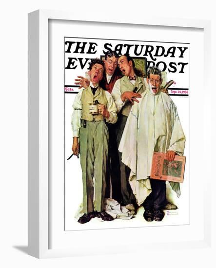 "Barbershop Quartet" Saturday Evening Post Cover, September 26,1936-Norman Rockwell-Framed Giclee Print