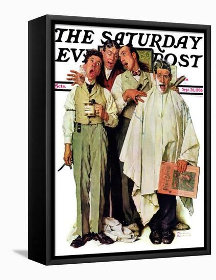 "Barbershop Quartet" Saturday Evening Post Cover, September 26,1936-Norman Rockwell-Framed Stretched Canvas