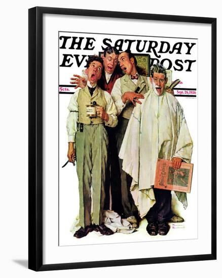 "Barbershop Quartet" Saturday Evening Post Cover, September 26,1936-Norman Rockwell-Framed Giclee Print