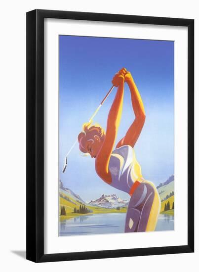 Barbie Playing Golf-null-Framed Art Print