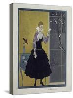 Barbier Black Dress-Vintage Apple Collection-Stretched Canvas