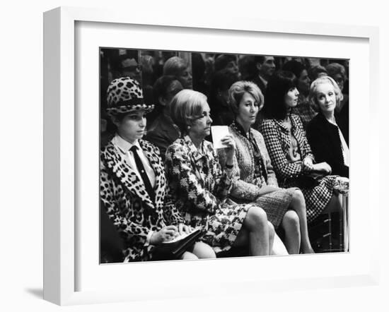 Barbra Streisand, Marlene Dietrich, Elsa Martinelli, Wearing Chanel Suits at Chanel Fashion Show-Bill Eppridge-Framed Premium Photographic Print