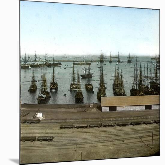 Barcelon (Spain), View of the Port and the Harbour-Leon, Levy et Fils-Mounted Photographic Print