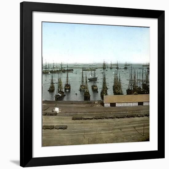 Barcelon (Spain), View of the Port and the Harbour-Leon, Levy et Fils-Framed Photographic Print