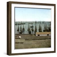 Barcelon (Spain), View of the Port and the Harbour-Leon, Levy et Fils-Framed Photographic Print