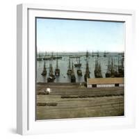 Barcelon (Spain), View of the Port and the Harbour-Leon, Levy et Fils-Framed Photographic Print