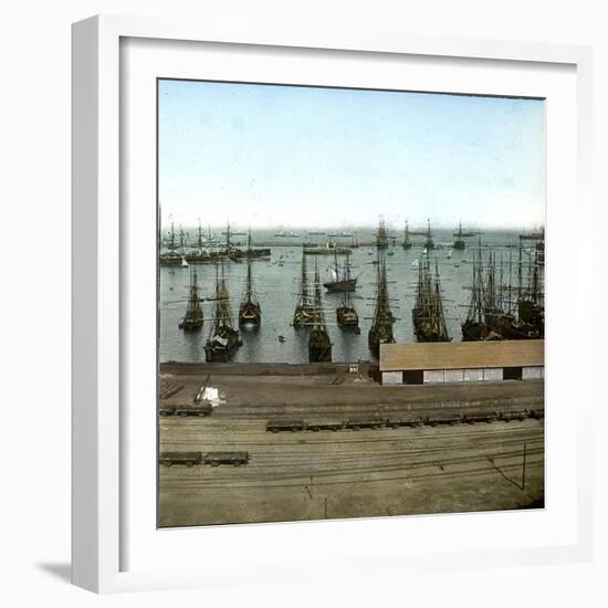 Barcelon (Spain), View of the Port and the Harbour-Leon, Levy et Fils-Framed Photographic Print