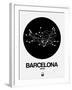 Barcelona Black Subway Map-NaxArt-Framed Art Print