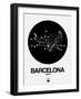 Barcelona Black Subway Map-NaxArt-Framed Art Print