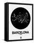 Barcelona Black Subway Map-NaxArt-Framed Stretched Canvas