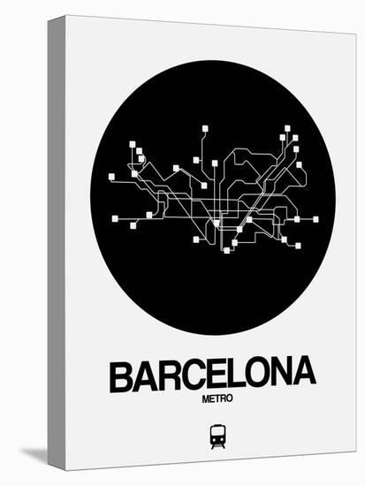 Barcelona Black Subway Map-NaxArt-Stretched Canvas