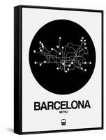 Barcelona Black Subway Map-NaxArt-Framed Stretched Canvas