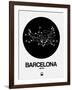 Barcelona Black Subway Map-NaxArt-Framed Art Print