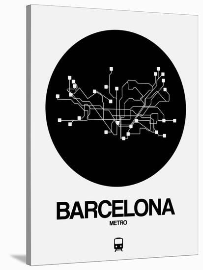 Barcelona Black Subway Map-NaxArt-Stretched Canvas