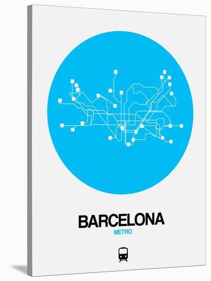 Barcelona Blue Subway Map-NaxArt-Stretched Canvas