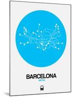 Barcelona Blue Subway Map-NaxArt-Mounted Art Print