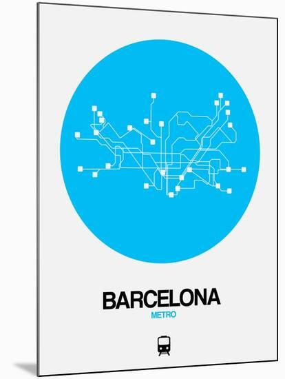 Barcelona Blue Subway Map-NaxArt-Mounted Art Print