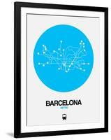 Barcelona Blue Subway Map-NaxArt-Framed Art Print