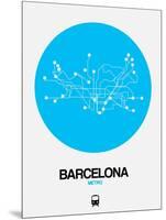 Barcelona Blue Subway Map-NaxArt-Mounted Art Print