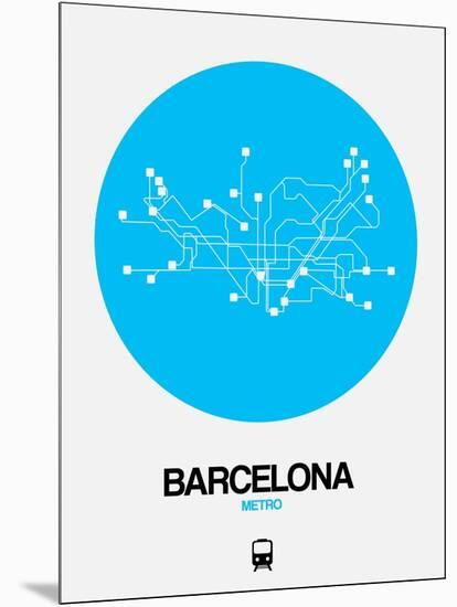 Barcelona Blue Subway Map-NaxArt-Mounted Art Print