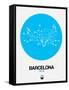 Barcelona Blue Subway Map-NaxArt-Framed Stretched Canvas