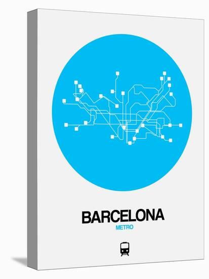 Barcelona Blue Subway Map-NaxArt-Stretched Canvas