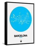 Barcelona Blue Subway Map-NaxArt-Framed Stretched Canvas