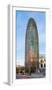 Barcelona, Catalonia, Spain, Southern Europe. Vertical panoramic view of the Agbar Tower.-Marco Bottigelli-Framed Photographic Print