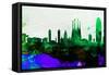 Barcelona City Skyline-NaxArt-Framed Stretched Canvas