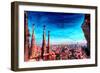 Barcelona City View and Sagrada Familia-Markus Bleichner-Framed Premium Giclee Print