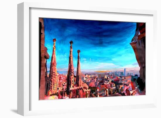 Barcelona City View and Sagrada Familia-Markus Bleichner-Framed Premium Giclee Print