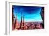 Barcelona City View and Sagrada Familia-Markus Bleichner-Framed Premium Giclee Print