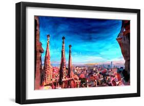 Barcelona City View and Sagrada Familia-Markus Bleichner-Framed Art Print