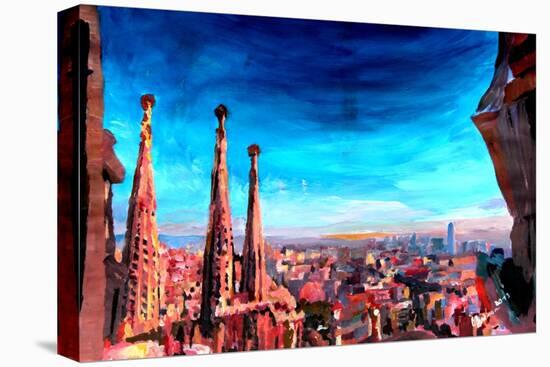 Barcelona City View and Sagrada Familia-Markus Bleichner-Stretched Canvas