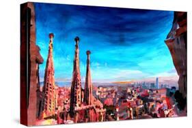 Barcelona City View and Sagrada Familia-Markus Bleichner-Stretched Canvas