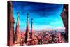 Barcelona City View and Sagrada Familia-Markus Bleichner-Stretched Canvas