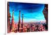 Barcelona City View and Sagrada Familia-Markus Bleichner-Framed Art Print