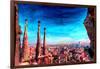 Barcelona City View and Sagrada Familia-Markus Bleichner-Framed Art Print