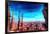 Barcelona City View and Sagrada Familia-Markus Bleichner-Framed Art Print