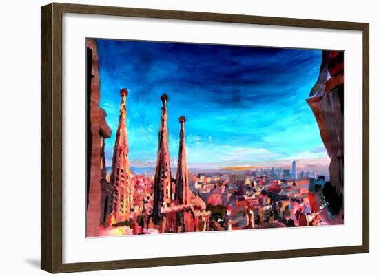 Barcelona City View and Sagrada Familia-Markus Bleichner-Framed Art Print