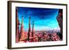 Barcelona City View and Sagrada Familia-Markus Bleichner-Framed Art Print
