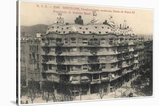 Barcelona: Gaudi's Casa Mila, Paseo De Gracia-null-Stretched Canvas