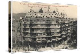 Barcelona: Gaudi's Casa Mila, Paseo De Gracia-null-Stretched Canvas