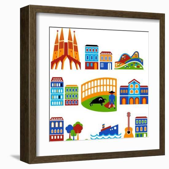 Barcelona - Landmarks And Attractions-Marish-Framed Art Print