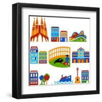 Barcelona - Landmarks And Attractions-Marish-Framed Art Print